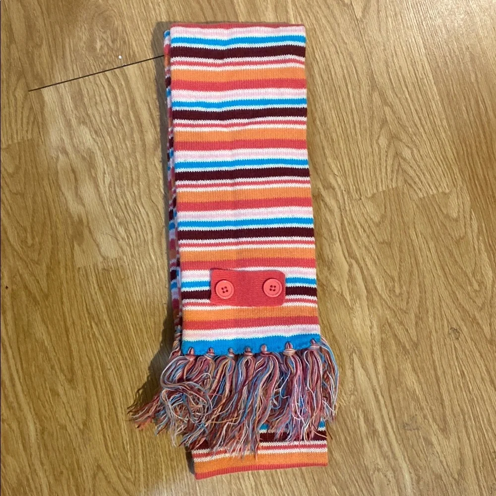 Striped Multicolor Scarf with Fringe